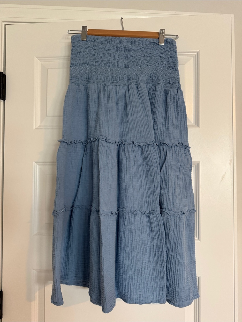 Saks Fifth Avenue Light Blue Tiered Maxi Skirt